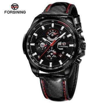 Фото Forsining 6909 All Black Leather, артикул 1059-0169 &mdash; інтернет-магазин Rayup