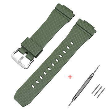 Фото Ремінець для Casio G-Shock GM-2100 GA2100/2110 Army Green Silver, артикул 1051-0847 &mdash; інтернет-магазин Rayup