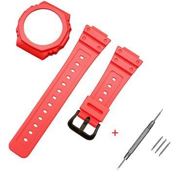 Фото Ремінець + безель (рант) для Casio G-Shock GA-2100/GA-2110 Red Black, артикул 1051-0815 &mdash; інтернет-магазин Rayup