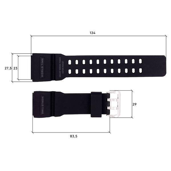 Фото Ремешок для Skmei 1356/1358/1680BK Black, артикул 1051-0499 &mdash; интернет-магазин Rayup