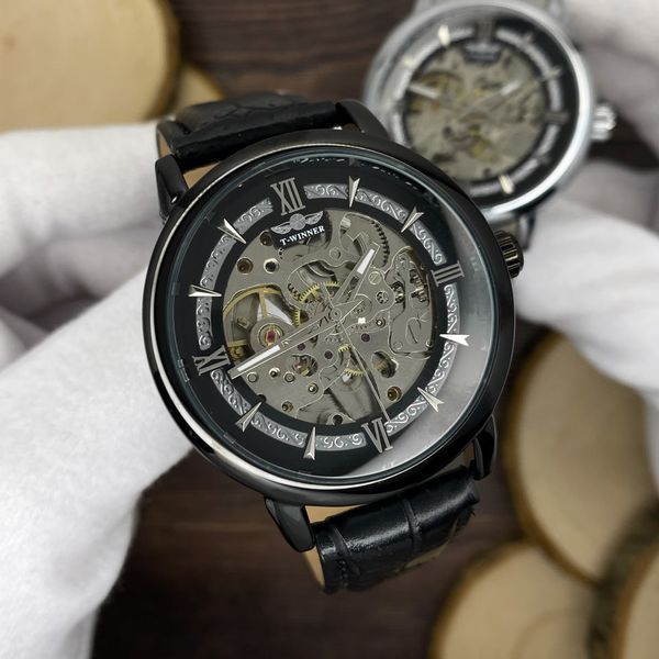 Фото Forsining 8173 All Black-Silver Leather, артикул 1059-0221 &mdash; інтернет-магазин Rayup