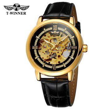 Фото Forsining 8173 Gold-Black Leather, артикул 1059-0222 &mdash; интернет-магазин Rayup